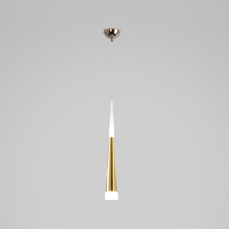 Simplicité LED Pendant Gold Small Drop Drop Lampe avec une teinte acrylique conique pour la salle à manger