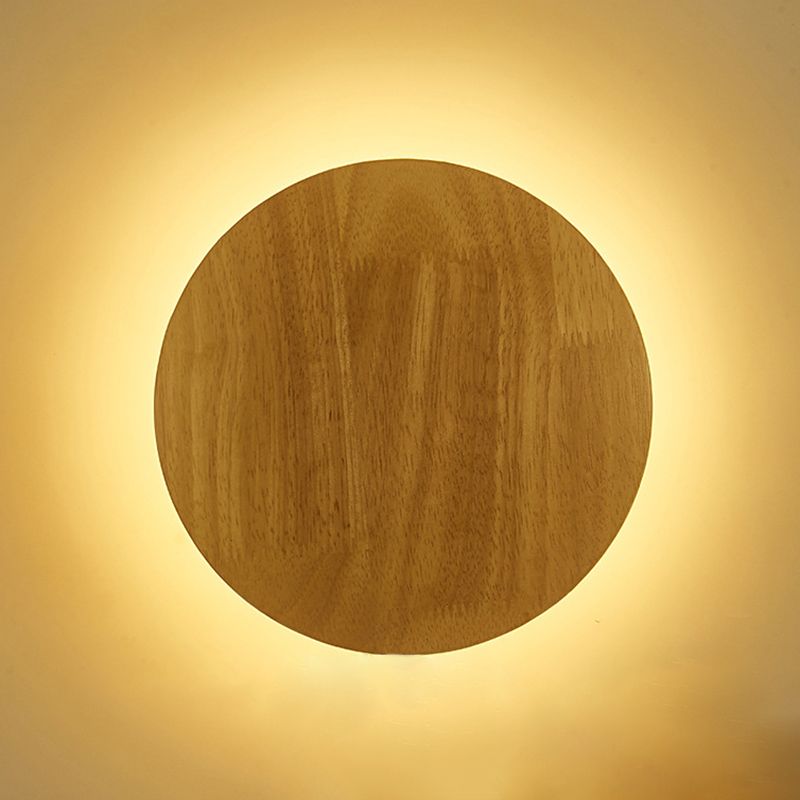 Round Sconce Lights Modern Wall Lamp Wood 1 Light sconce lamp in Brown