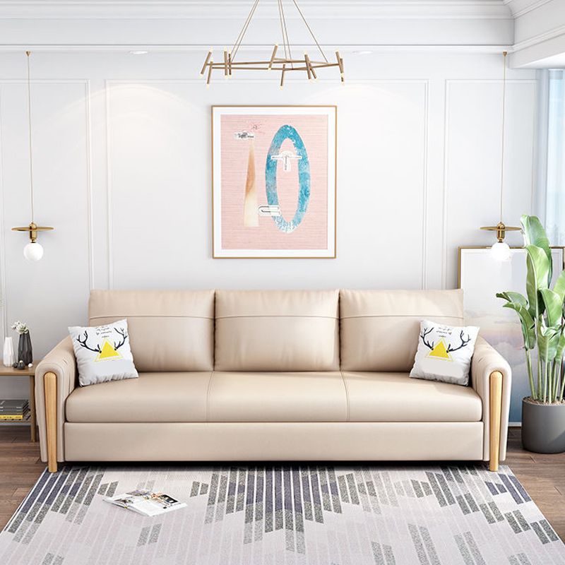 Cushion Back Sofa Futon Square Arms Convertible Sofa with Storage