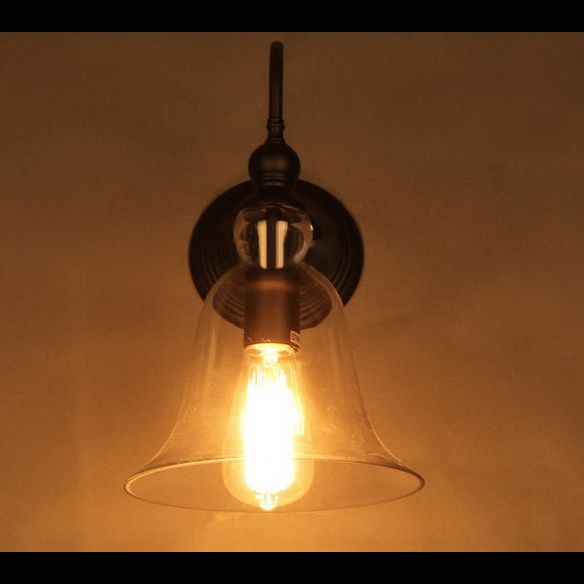 Industrielle Wandleuchte ein leichtes Licht moderner klarer Glasschatten Wandleuchte in Schwarz