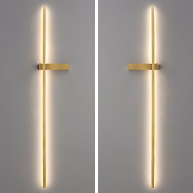 Brass Straight Wall Light Nordic Style 1 Light LED Wall Sconce for Living Room