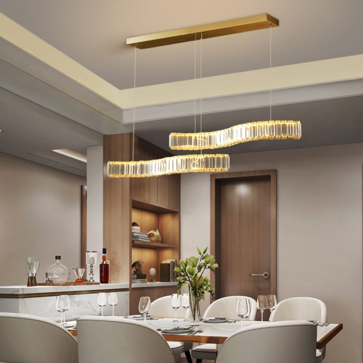 Lampada sospesa lineare moderna a LED a LED LED LED Light con tonalità di cristallo