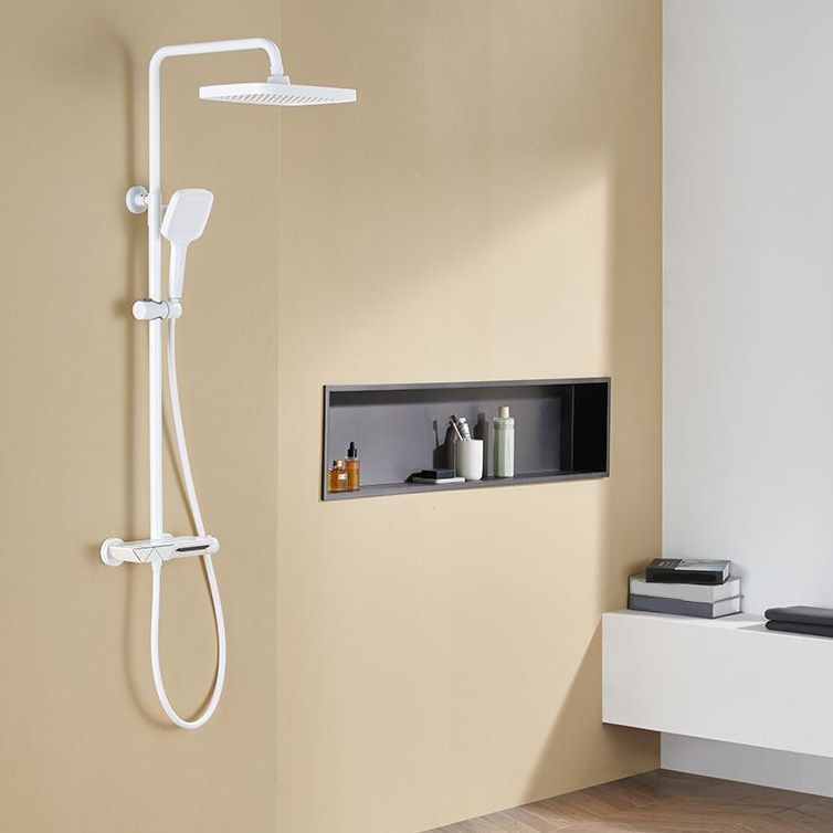 Wall Mounted Modern Square Metal Shower Adjustable Shower Head Shower Faucet