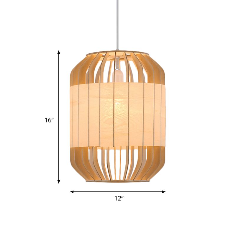 Beige Hanging Light Contemporary Bamboo Pendant Light Fixture for Dining Room