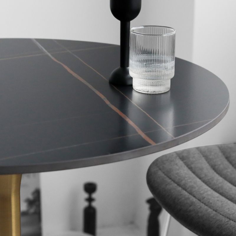 Contemporary Round Bar Height Table Metal Pedestal Bar Table for Cafe and Breakroom