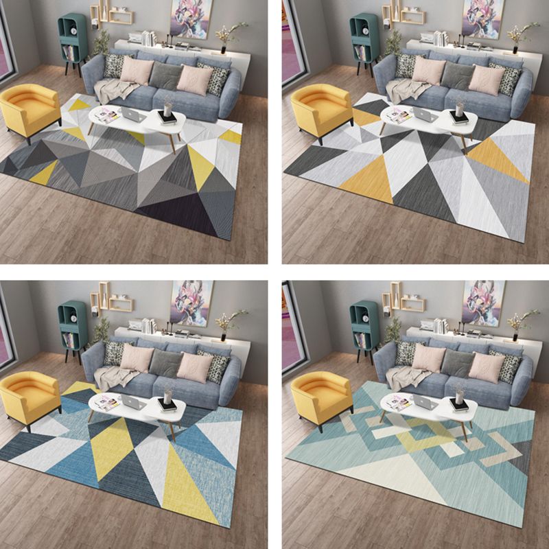 Scandinavian Living Room Rug Multicolored Geometric Printed Area Carpet Non-Slip Pet Friendly Indoor Rug