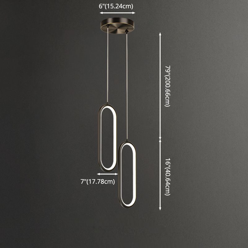 Aiuto in metallo ovale Pendente leggero in stile moderno a sospensione a led sospensione per sala da pranzo