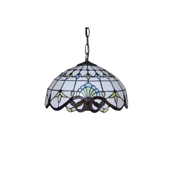 Hanging Lamps for Living Room, Adjustable 2 Lights Dome Shade Hanging Lamp with Art Glass Shade Victorian Style, 16" W