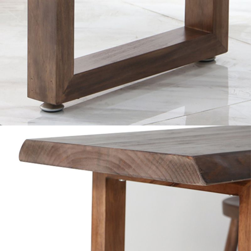 Contemporary Bar Dining Table Indoor Rectangle Wood Bar Table Sled Base in Brown