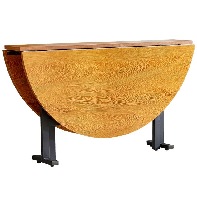 Runder Mid-Century Modern Esstisch aus Metall mit Holzplatte und Drop Leaf