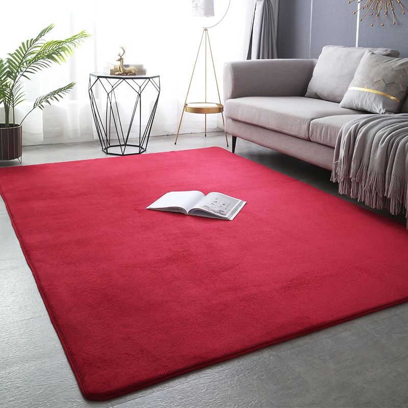 Indoor Carpet Pure Color Polyester Area Rug Anti-Slip Easy Care Rug for Bedroom