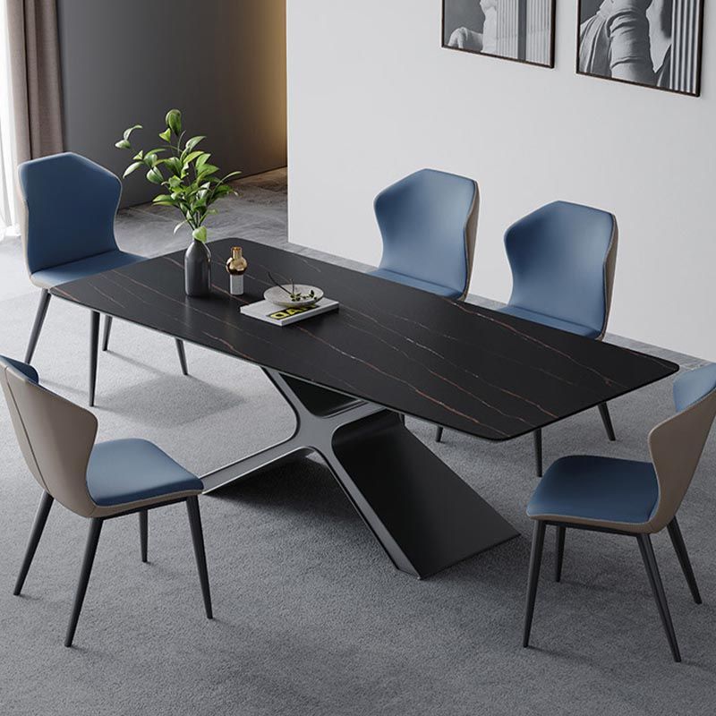 Stone Top Table Traditional Luxury Rectangle Dining Table with Pedestal Base