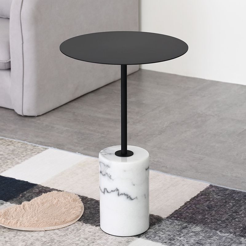 23.62 inch Tall Pedestal Side Table Metal and Marble Side End Table