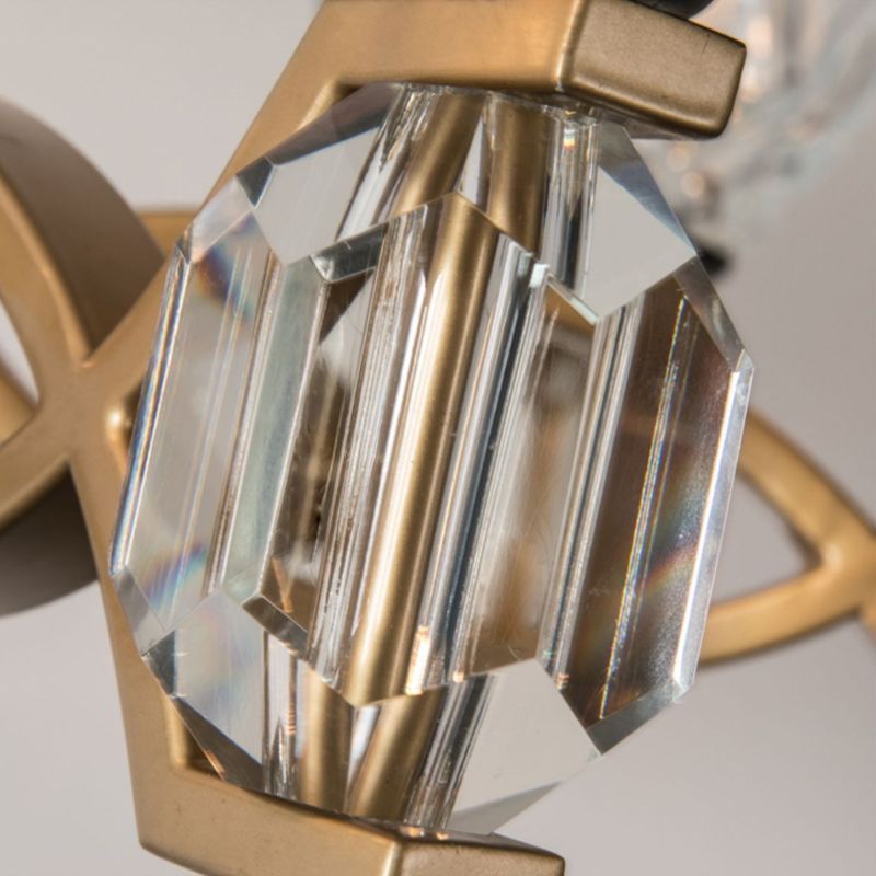 Clear Crystal Bowl Wall Light Sconce Vintage 2 Lights Wall Mounted Lamp in Gold Finish