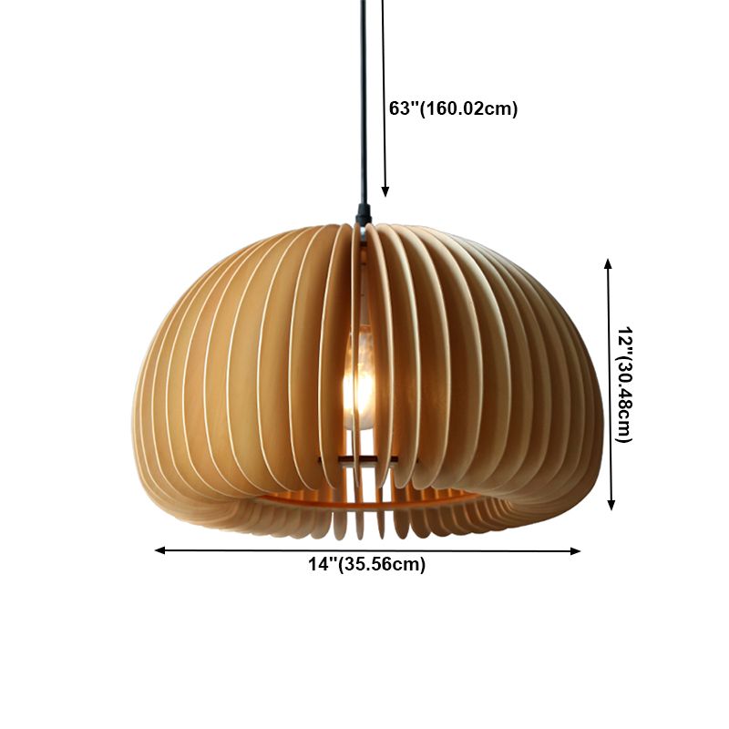Wood Nordic Modern Pendant Light 1-Light Hanging Ceiling Light for Hallway