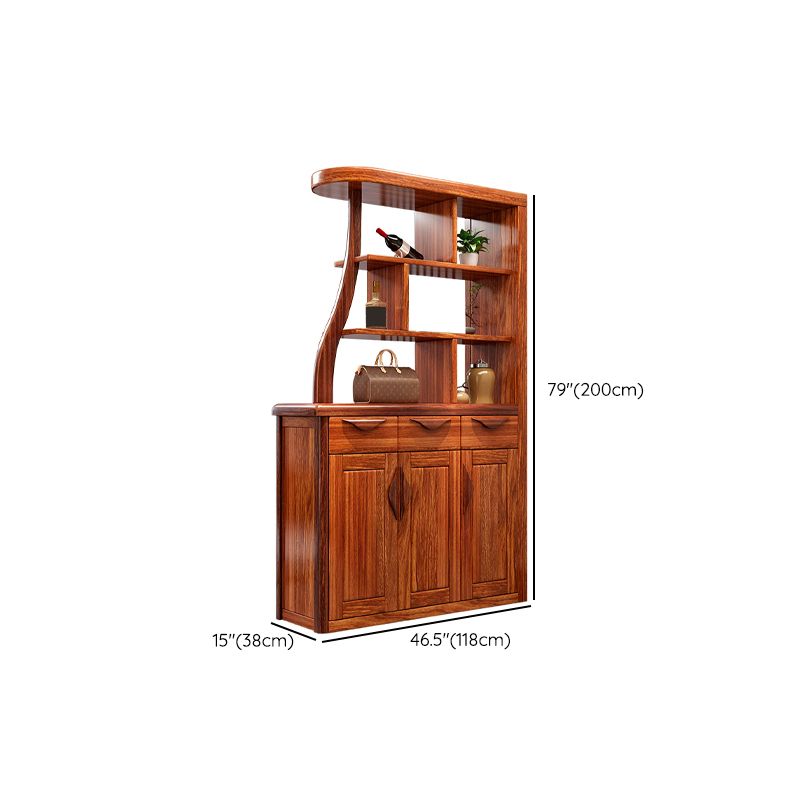 Solid Wood Cabinet in Brown 78.74" Tall Accent Cabinet with Drawers and Shelves