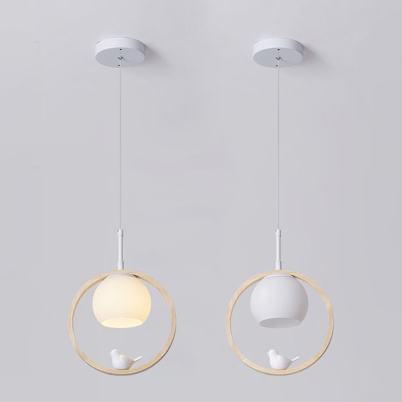 Holz 1 hängende hängende leichte Globus und Vögel Schlafzimmer moderne Anhängerleuchten