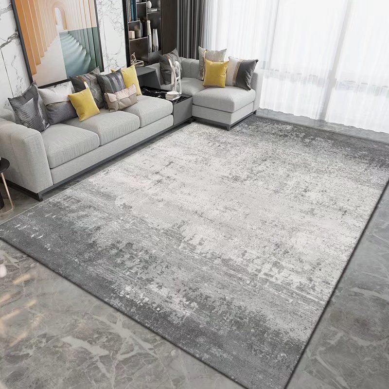 Modern Graphic Rug Grey Polyester Rug Washable Rug for Living Room