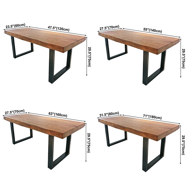 Metal Industrial Rectangle Indoor Table Solid Wood Top Table with Sled Base