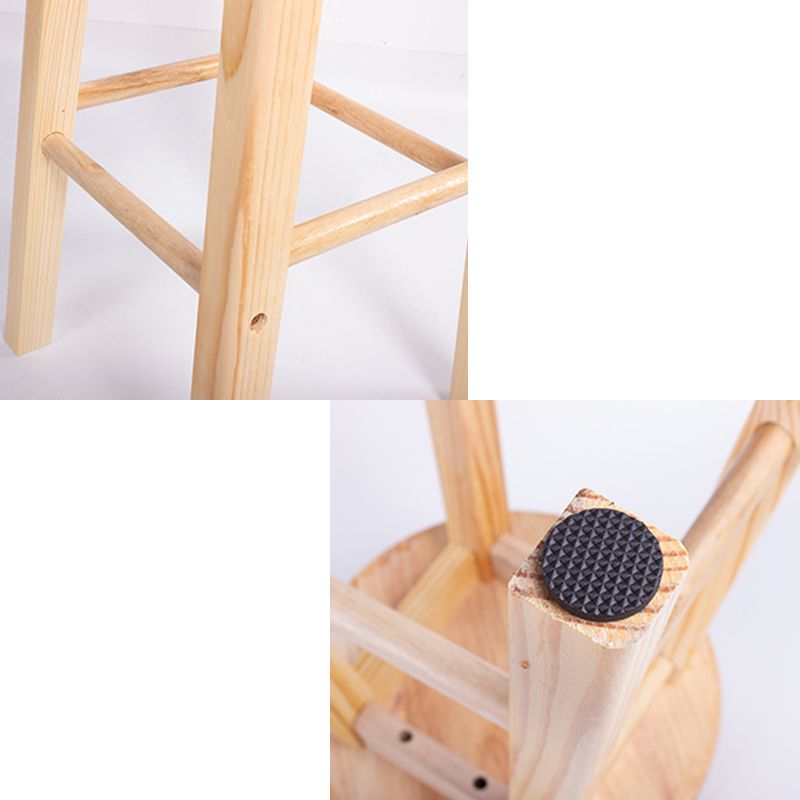 Taburete de bar de madera contemporáneo, taburete de bar interior con asiento y reposapiés de madera, 1 pieza