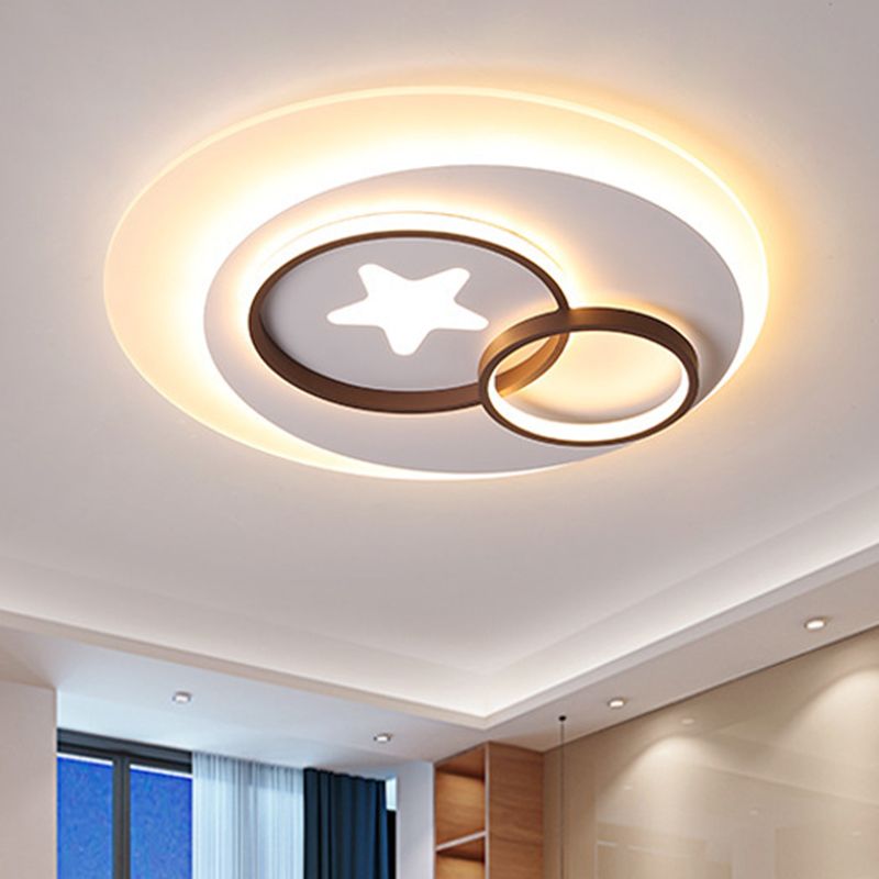 White Circles Flush Mount Lighting with Star Contemporary Led Indoor Flush Lamp in Warm/White, 16.5"/20.5"/24.5"/31" W