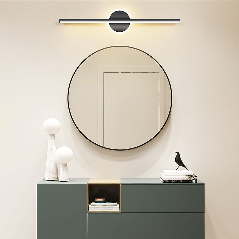 Black Strip Minimalist Mirror Light Nordic Style 1 Light Vanity Light for Bedroom