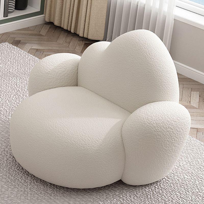 White Wool Curved Sofa Modern 37.40" High Square Arm Sofa for Apartment