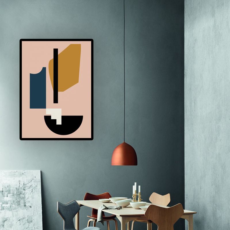 Geometrical Shapes Canvas Textured Nordic Dining Room Wall Art in Pink-Yellow