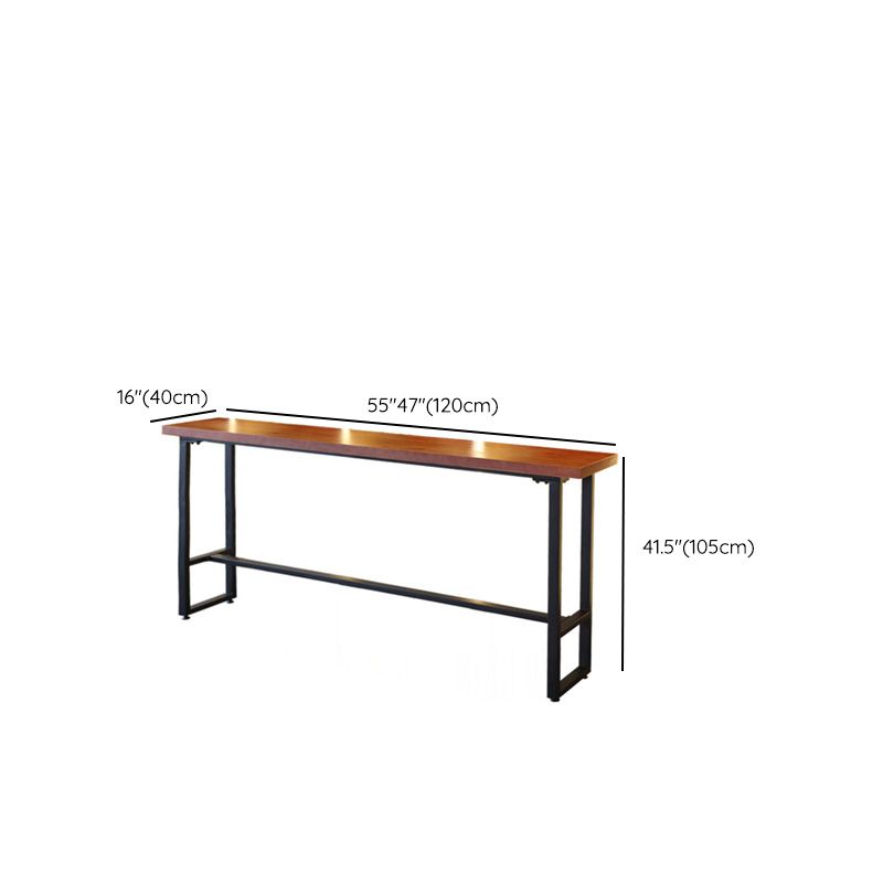 Rectangular Bar Height Table Solid Wood Top Bistro Pub Table with Black Base