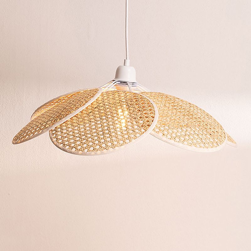 Modern Minimalist Style Symmetrical Pendant Lighting Fixtures Rattan 1 Light Pendant Light Kit for Living Room