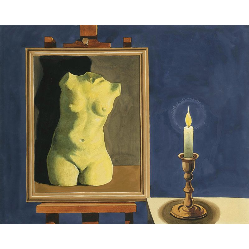 Surrealist Nude Painting Wallpaper Mural for Accent Wall Customized Wall Covering in Yellow-Blue