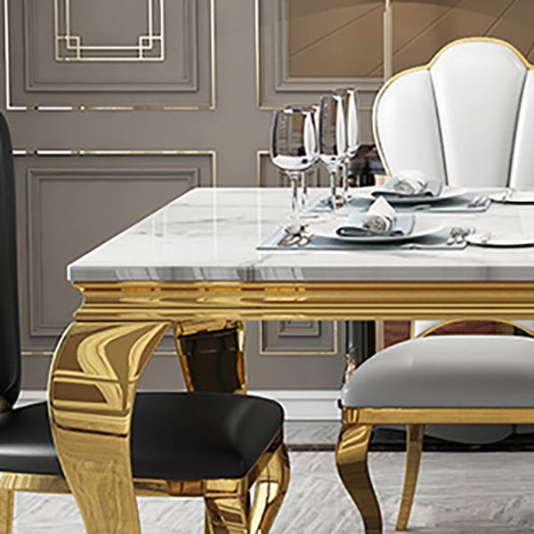 Table de luxe traditionnelle Rectangle Table à manger en acier inoxydable pour la maison