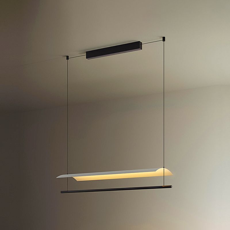 Modern Style Linear Shape Island Lights Metal Island Pendant Lights in White