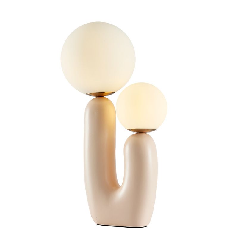 Cactus comodino tavolo luce resina 2 lampadina in stile nordico lampada da notte con sfera di vetro in vetro