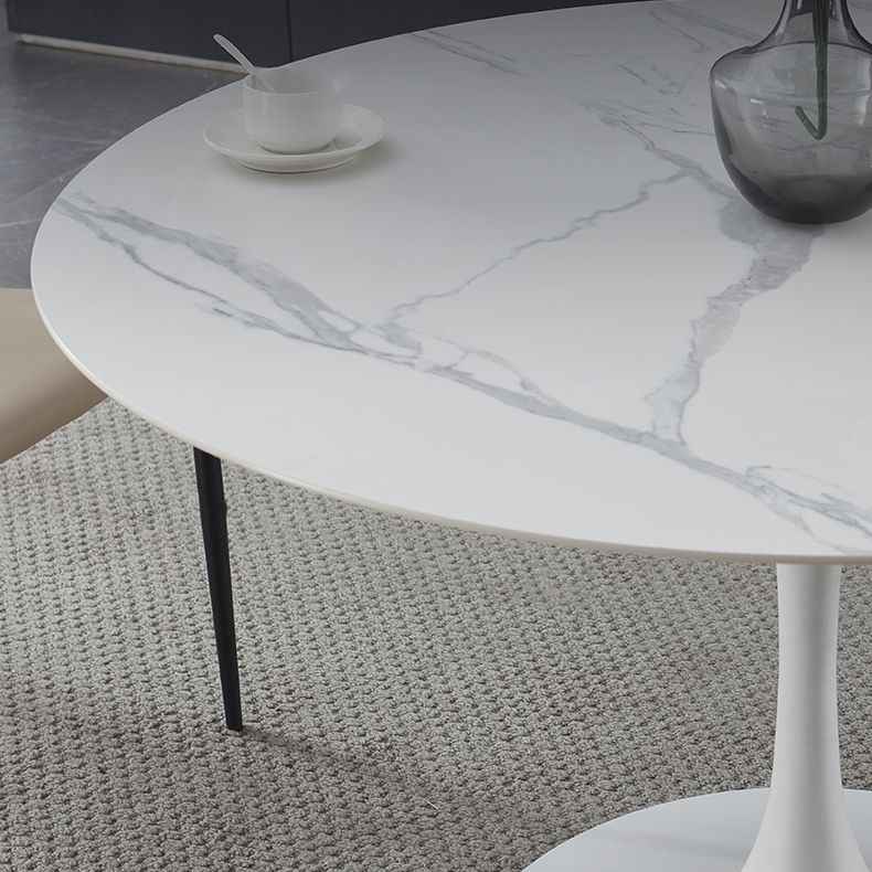 Minimalist Sintered Stone Dining Table Round Shape Kitchen Dining Table with Tulip Base