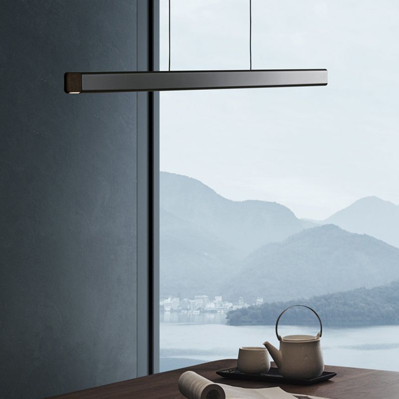 Modern Rectangle Island Lamps 1-Head Restaurant Pendant Light Fixtures with Acrylic Shade