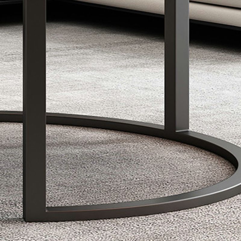 Slate Top Coffee Table Set Round Frame Cocktail Table with Drawers