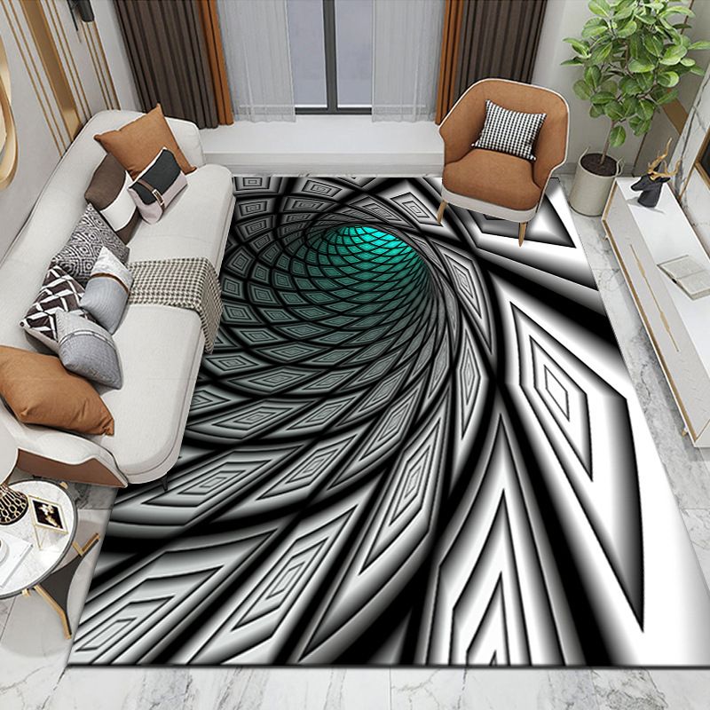 Orange Modern Rug Polyester Abstract Pattern Rug Washable Rug for Drawing Room
