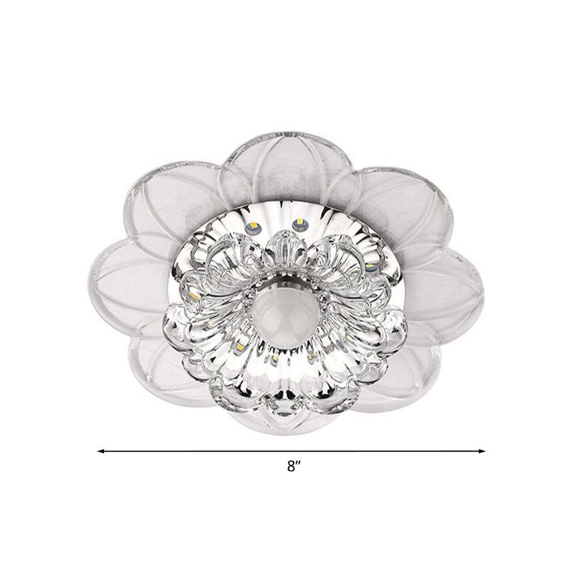 Moderne LED-Blumen-Unterputzleuchte mit klarem Kristall-Deckeneinbau in warmem/weißem/mehrfarbigem Licht