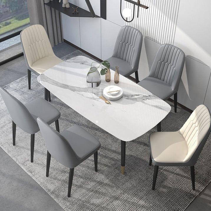 PU Leather Dining Chairs Nordic Style Parsons Armless Chair Set