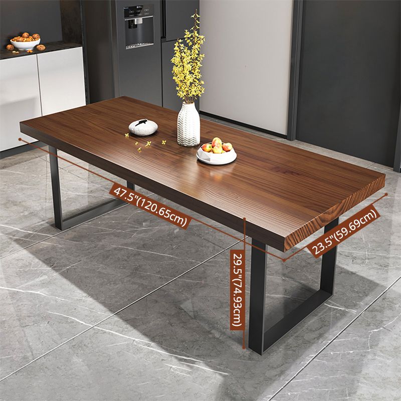 Minimalist Style Solid Wood Dining Room Set with 2 Black Metallic Legs for Kitchen Furniture