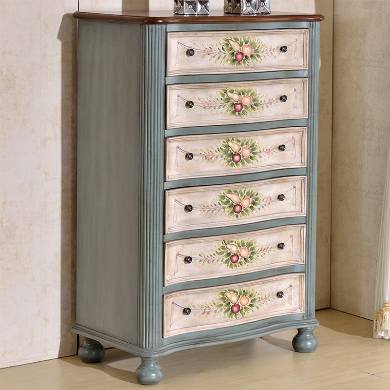 18.72-inch Width Traditional Storage Chest Solid Wood Dresser with 6 Drawers