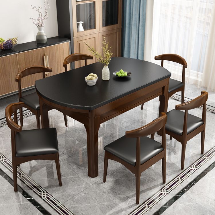 Contemporary Kitchen Dinner Table Solid Wood Extendable 4 Legs Dining Table