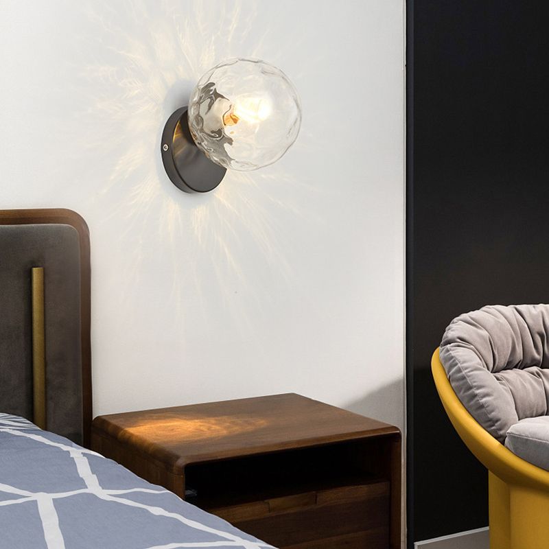 Minimalism Style Glass Ball Sconce Light Fixtures One Head Wall Lamp for Bedroom