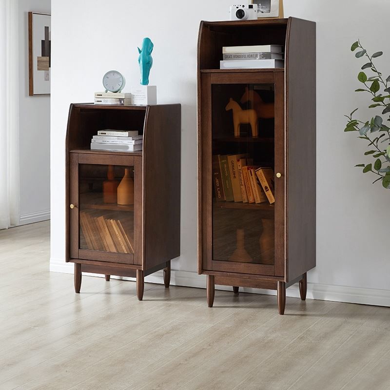 17.7" Wide Solid Wood Accent Cabinet 1 - Shelf and 1 - Door Glass Paned Chest