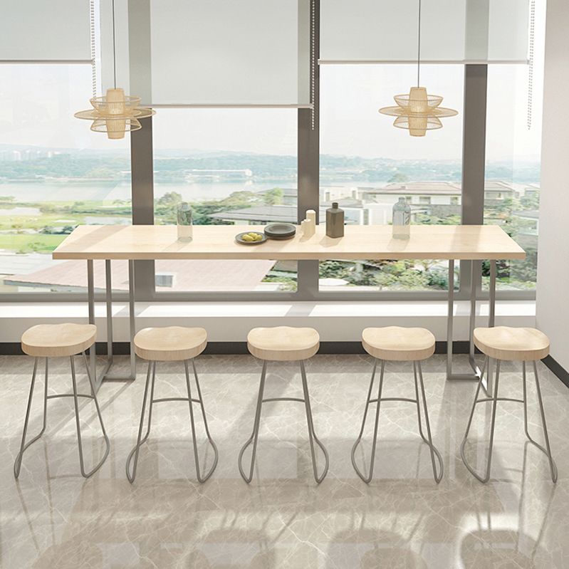 Rectangular Solid Wood Bar Table Set 1/5/6 Pieces Counter Table with Backless Stools