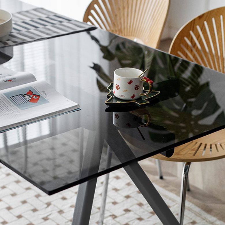 Simplicity Style Rectangle Glass Dining Site Table with 4-foot