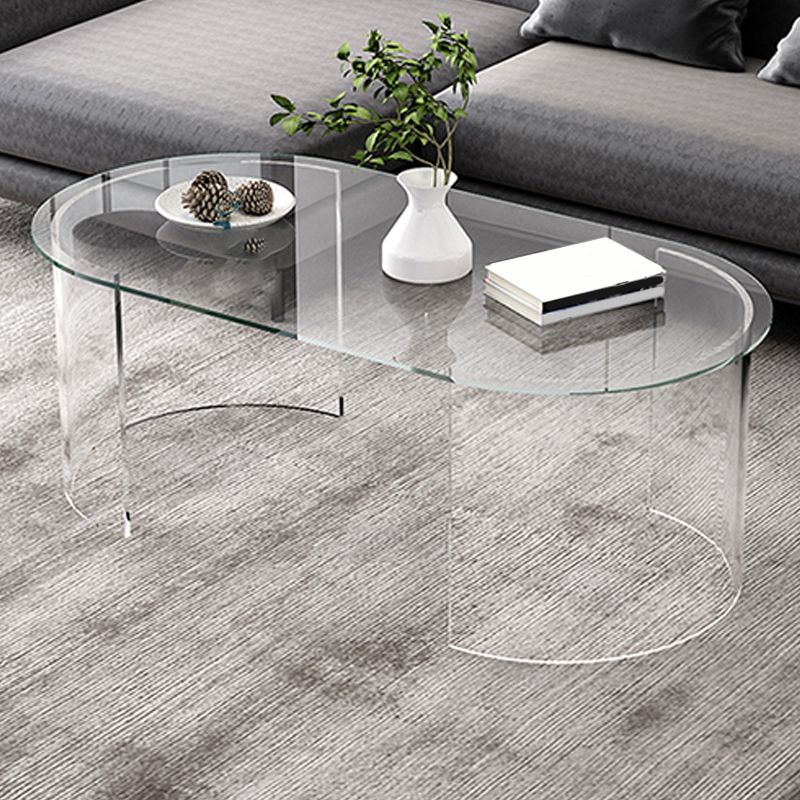 Modern Coffee Table 17.71" High Coffee Table with Acrylic 2 Legs