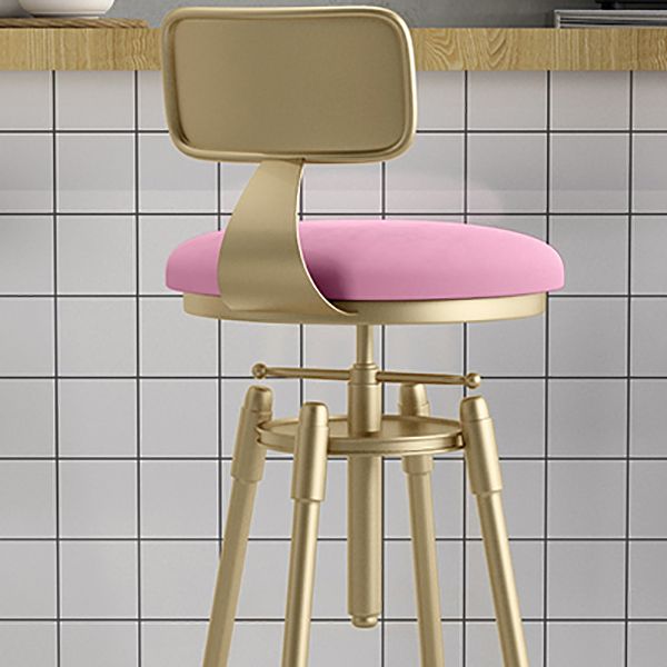 Glam Liftable Rotatable Counter Stool Iron Cafe Bar Stool with Cushion and Pedal