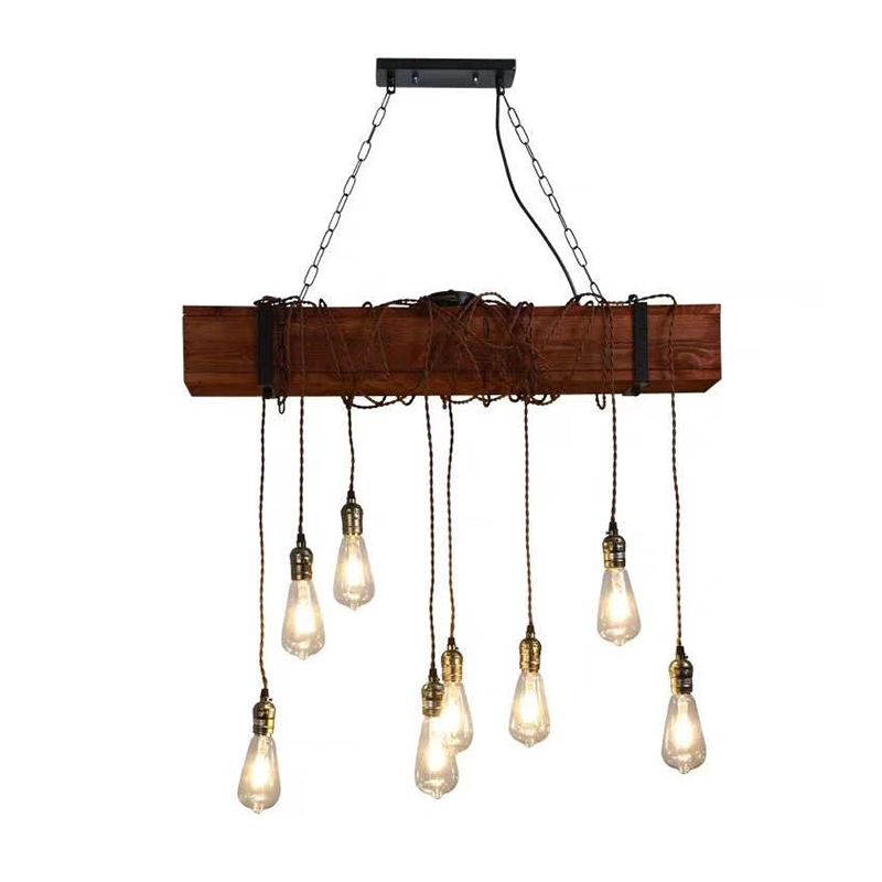Industrial Style Linear Hanging Pendant Lights Wood Pendant Light Fixtures